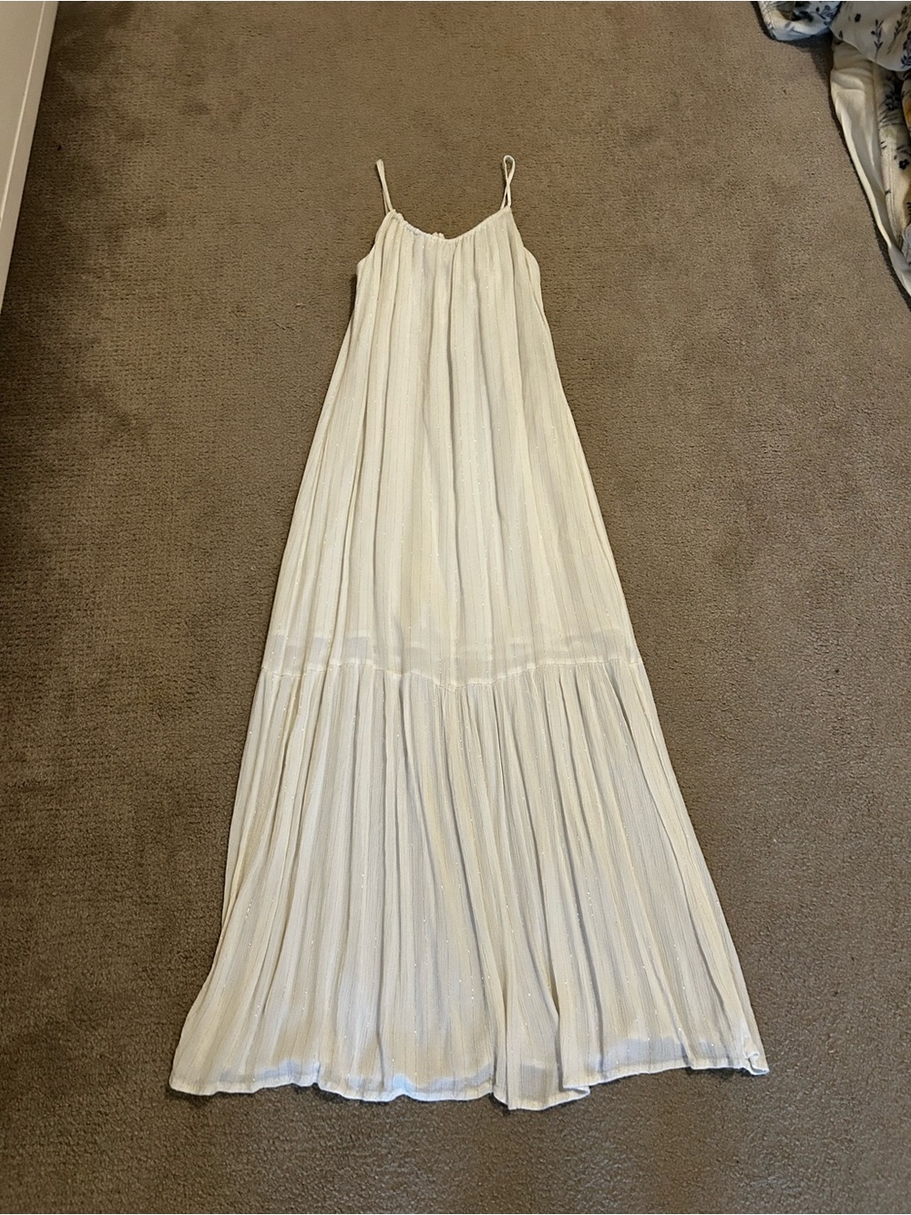 A New Day White Maxi Dress with Gold Sparkle Medium
